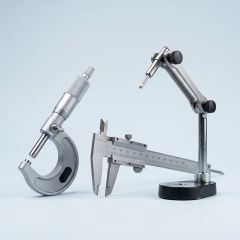 Micrometro, calibrador y base de indicador, instrumentos de medicion